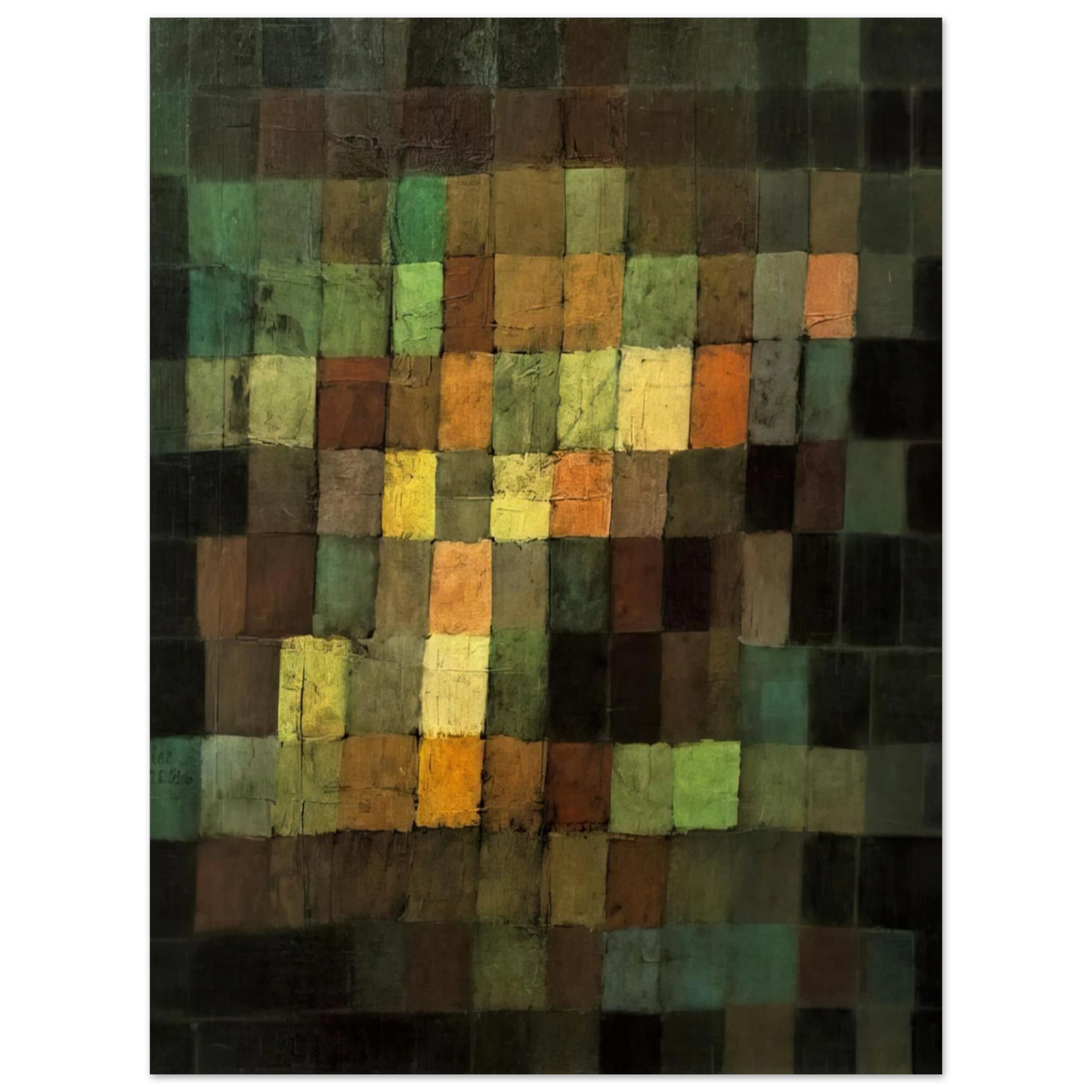 Paul Klee - ANCIENT SOUND ABSTRACT ON BLACK BACKGROUND 1925  75x100 cm / 30x40inches Fine Art Poster