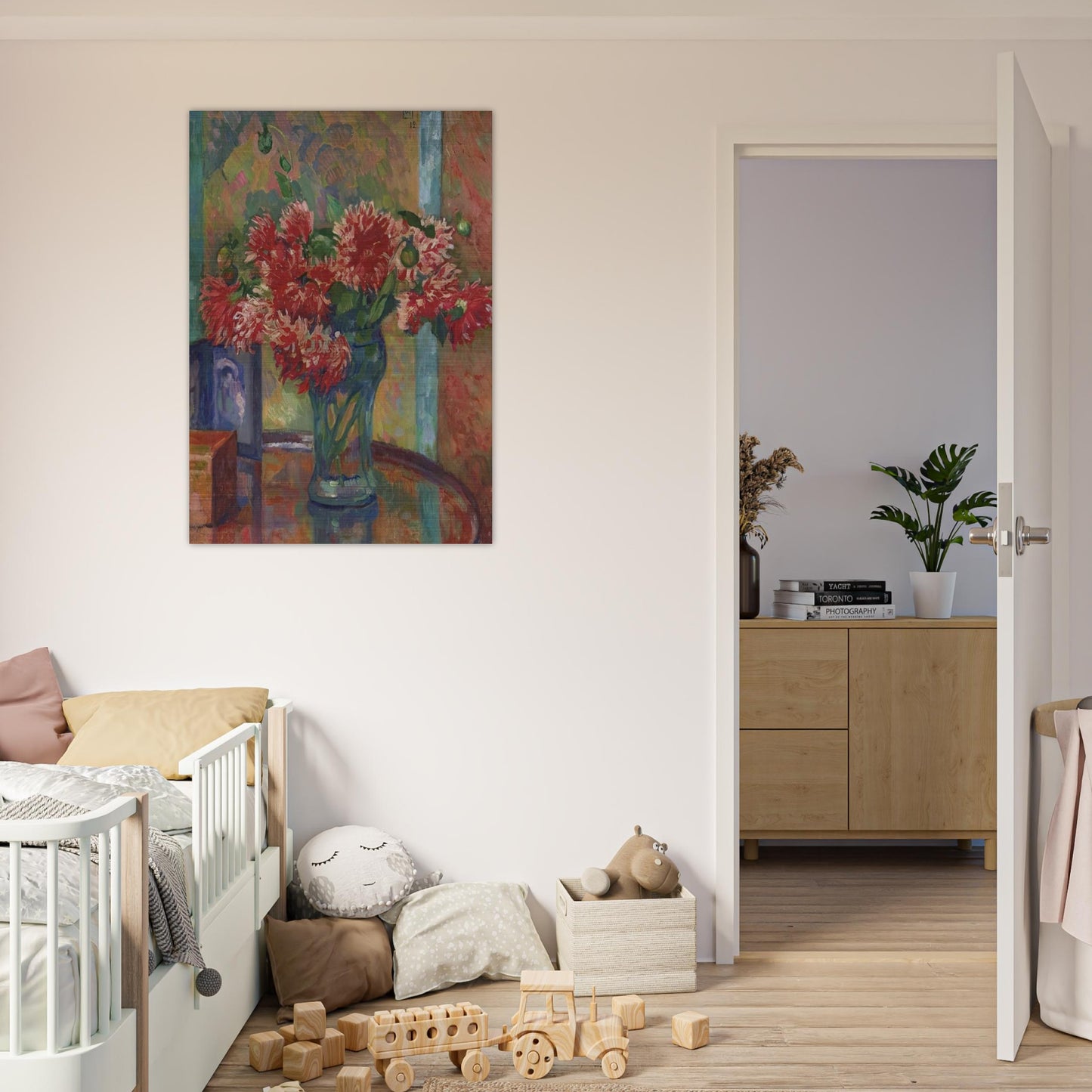 DAHLIAS TO MME MADELEINE E R BONNET 1912 - Theo van Rysselberghe Brushed Aluminum Print - 70x100 cm / 28x40 inches | Theo van Rysselberghe Aluminum Print | Theo van Rysselberghe Prints