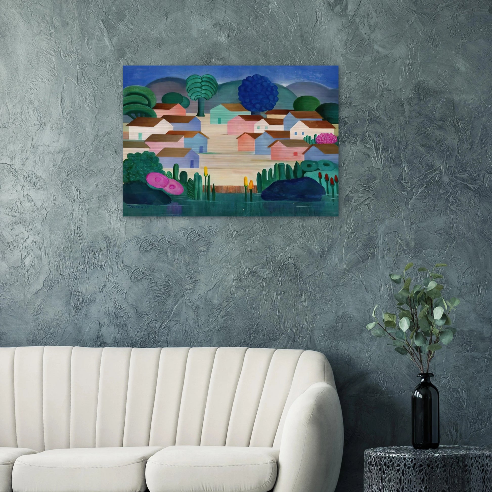 Landscape with Sixteen Houses - Tarsila do Amaral Brushed Aluminum Print - 70x100 cm / 28x40 inches | Tarsila do Amaral Aluminum Print | Tarsila do Amaral Prints