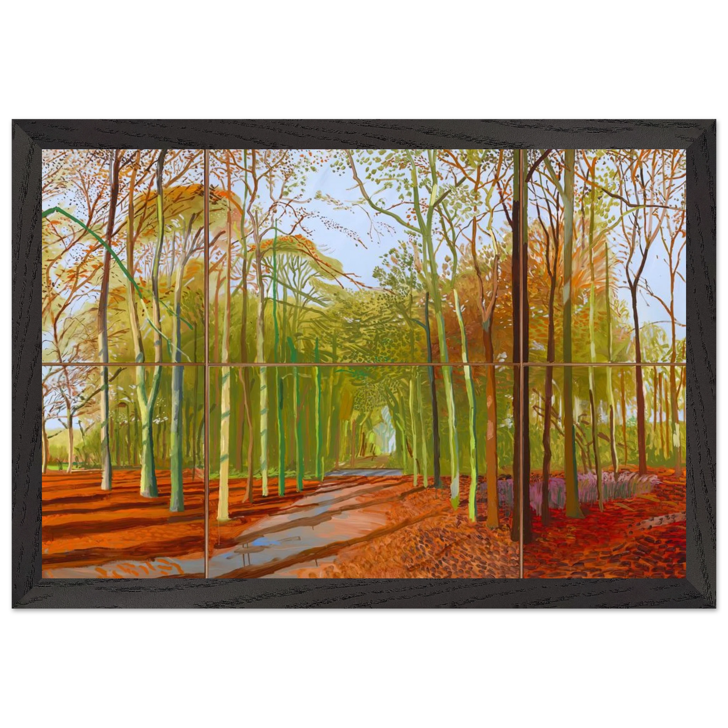 David Hockney - Woldgate Woods, 21, 23 & 29 November 2006 - 28x43  cm / XL (11x17 inches) - Premium Wooden Framed Poster With Fine Art Paper-canvas - Wood frame