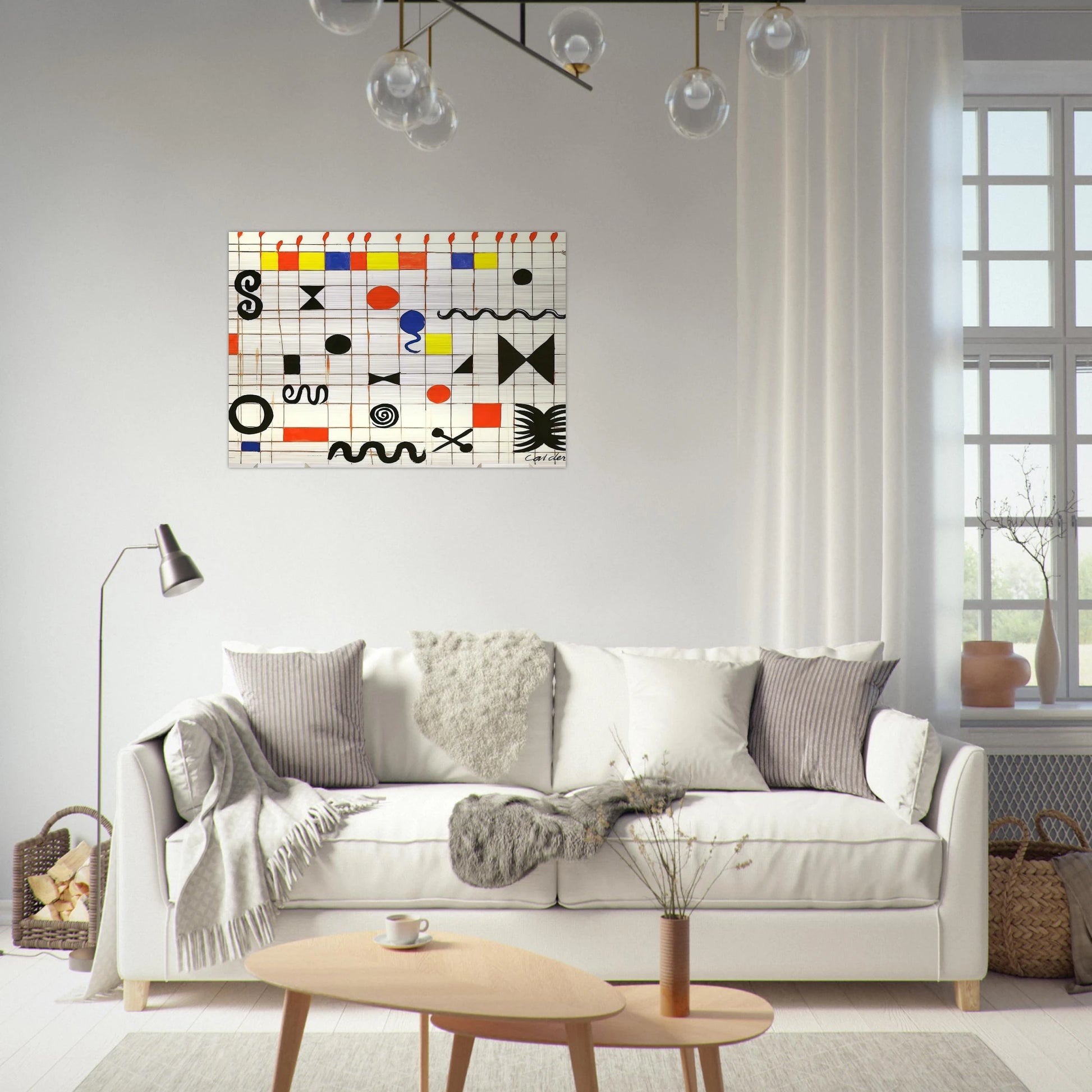 GRID WITH SYMBOLS 1966 - Alexander Calder Brushed Aluminum Print - 70x100 cm / 28x40 inches | Alexander Calder Aluminum Print | Alexander Calder Prints