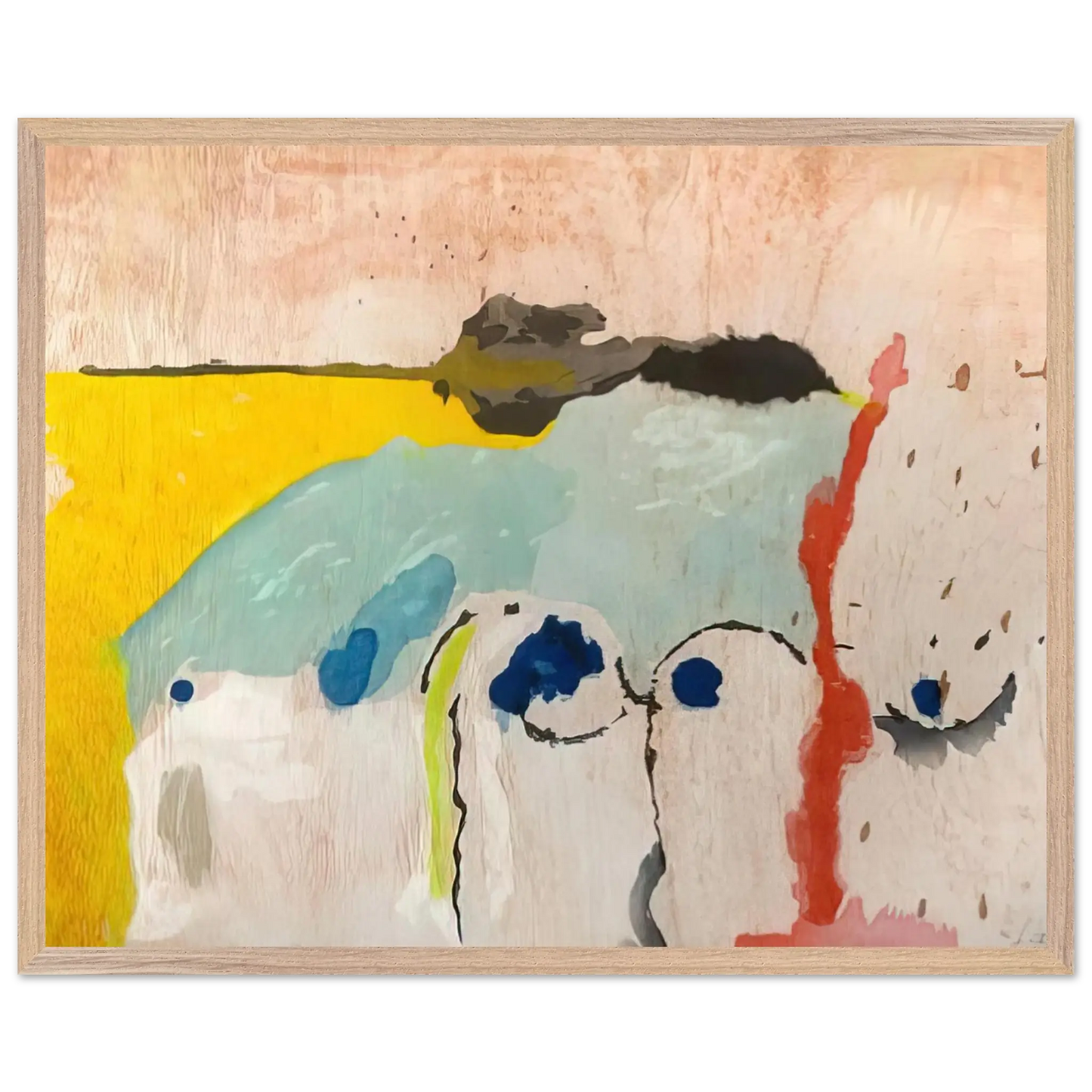 Helen Frankenthaler - Tales of Genji I - 1998 Wall art - 40x50 cm / 16x20 Inches - Premium Wooden Framed Poster With Fine Art Paper - White frame