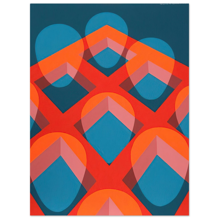 Clarence Holbrook Carter - Untitled - Faces in a Grid Red and Blue - 1973  75x100 cm / 30x40inches Fine Art Poster