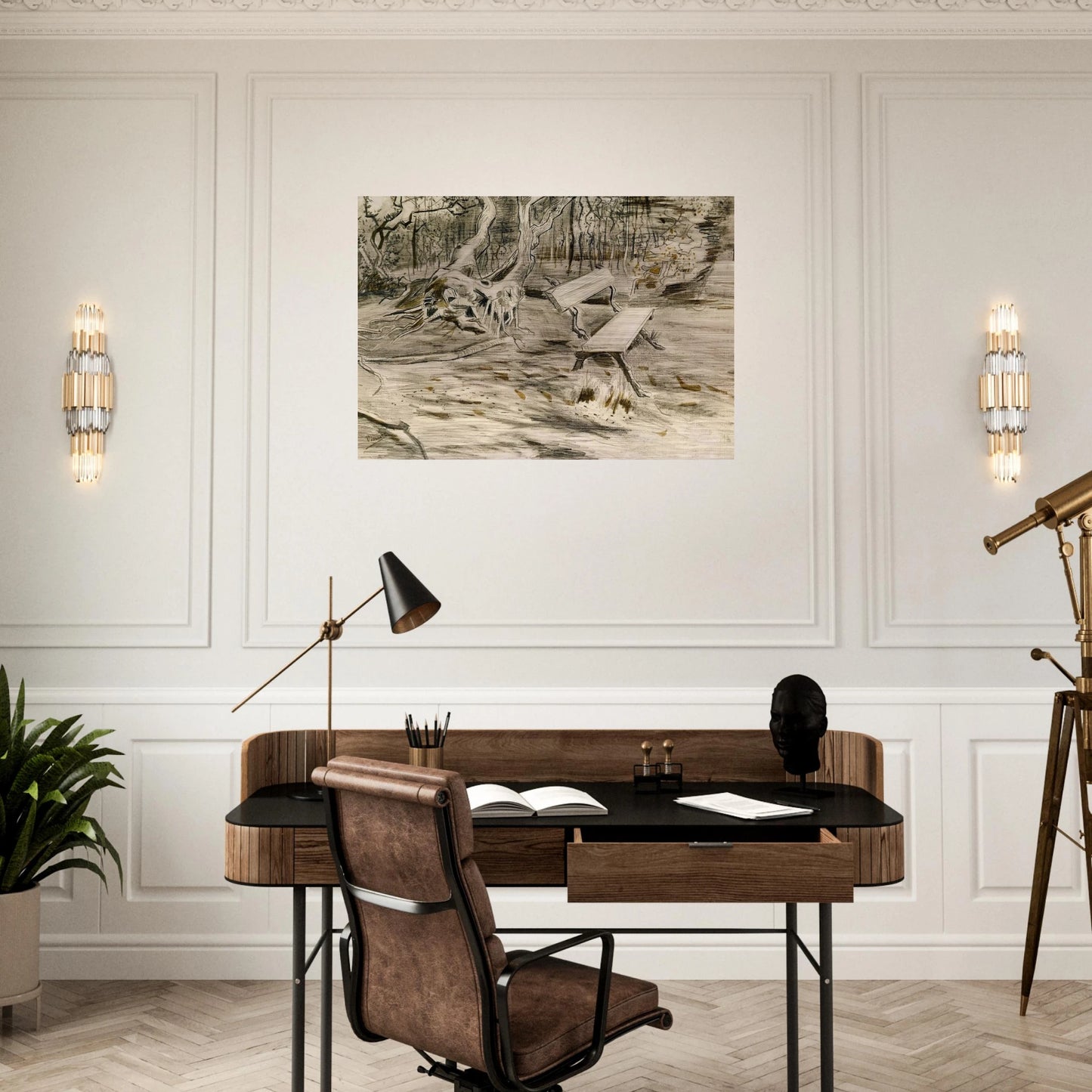 The Bench - Vincent van Gogh Brushed Aluminum Print - 70x100 cm / 28x40 inches | Vincent van Gogh Aluminum Print | Vincent van Gogh Prints