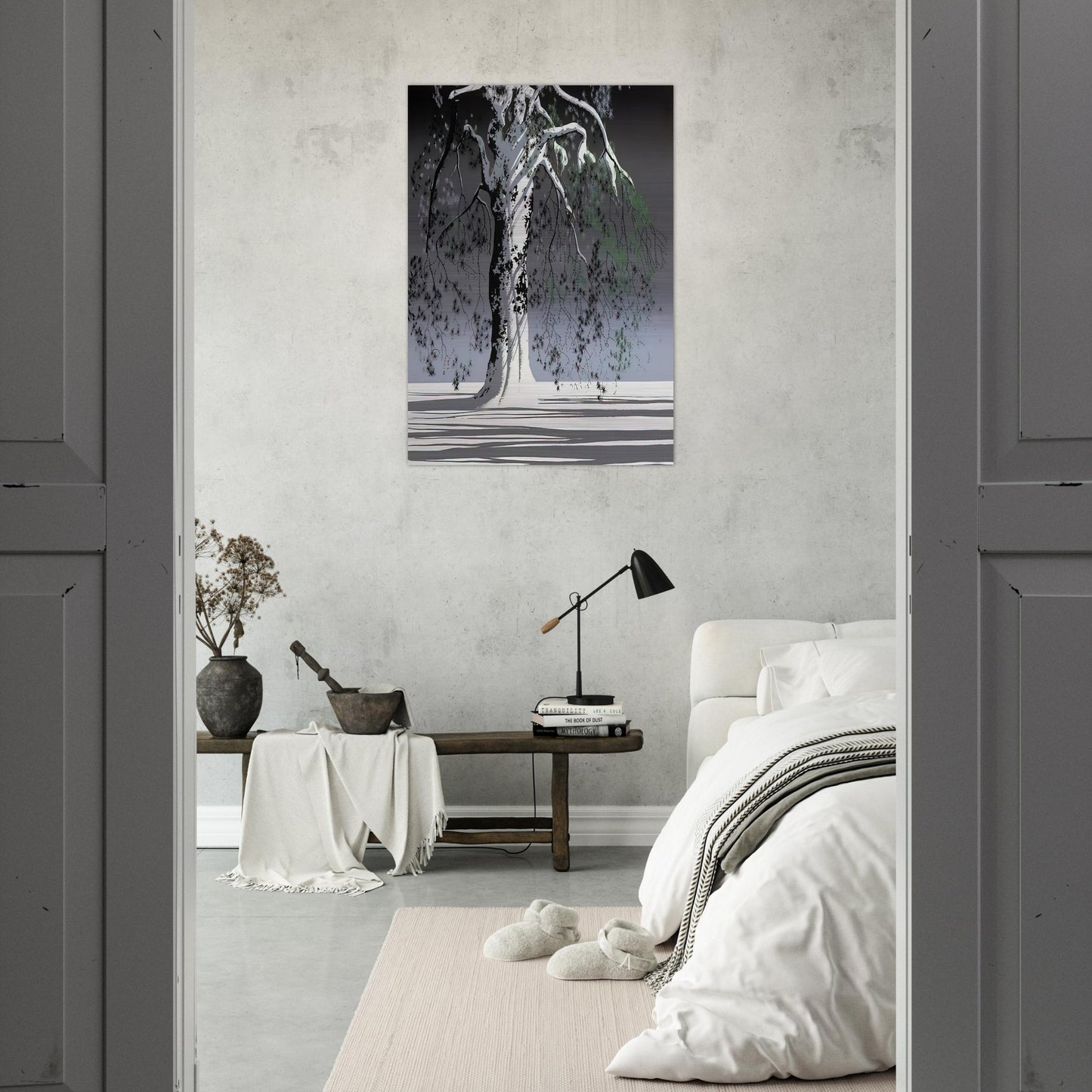 Fir Tree In Snow - Eyvind Earle Brushed Aluminum Print - 70x100 cm / 28x40 inches | Eyvind Earle Aluminum Print | Eyvind Earle Prints