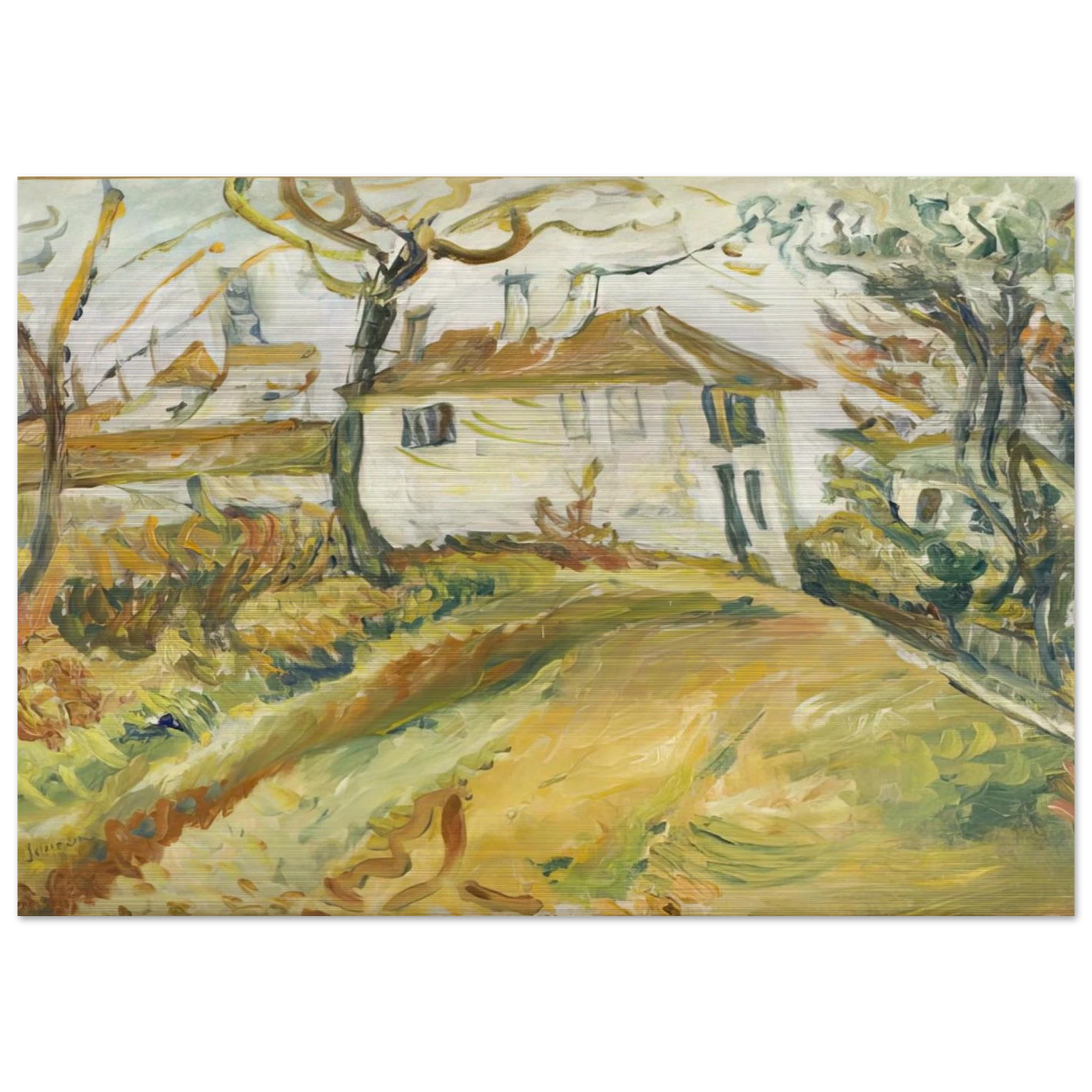 WHITE HOUSE ON A HILL - Chaim Soutine Brushed Aluminum Print - 70x100 cm / 28x40 inches | Chaim Soutine Aluminum Print | Chaim Soutine Prints