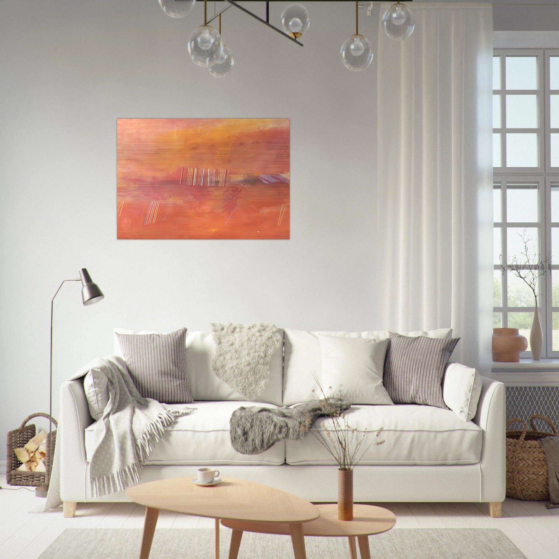 Orange Line Painting - 1969 - Ronnie Landfield Brushed Aluminum Print - 70x100 cm / 28x40 inches | Ronnie Landfield Aluminum Print | Ronnie Landfield Prints
