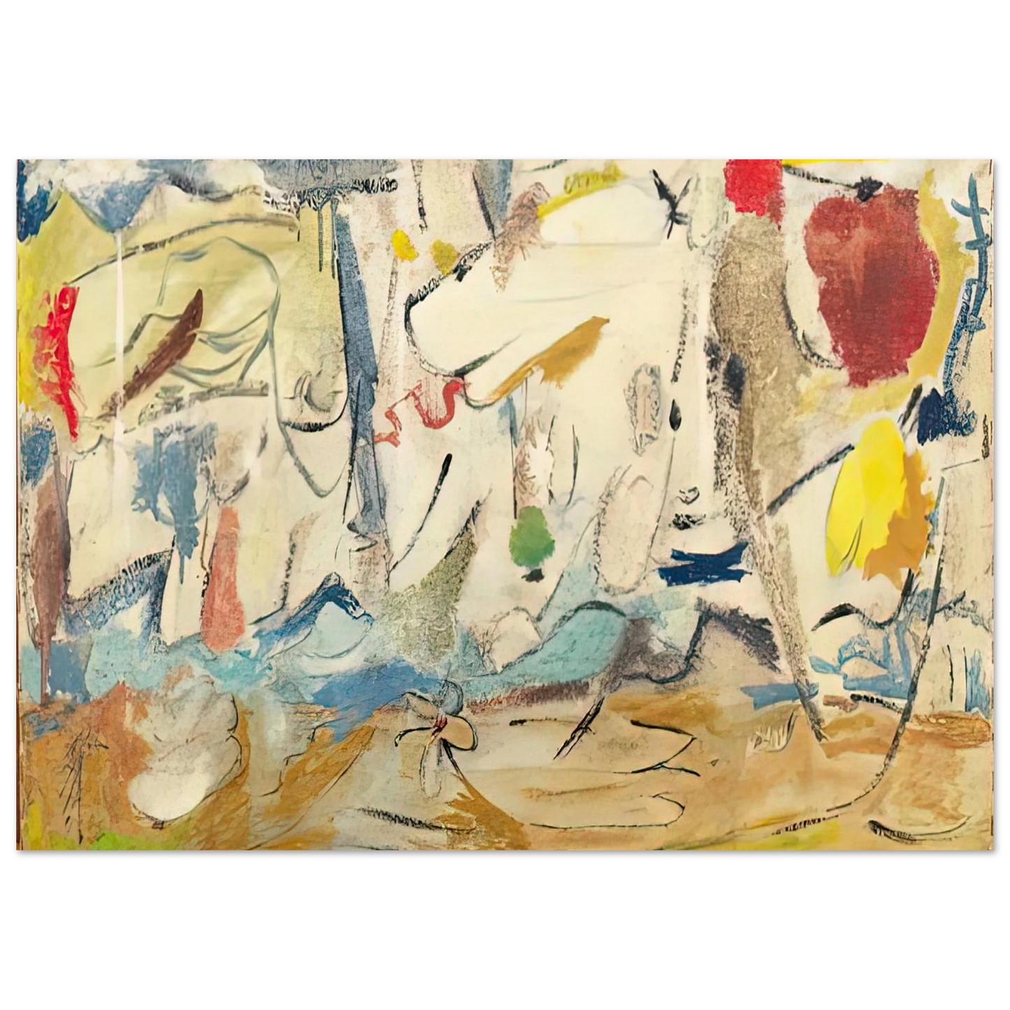 Helen Frankenthaler - Cloudscape, 1951- Wall Art - 30x40 cm / 12x16 inches - Premium Wooden Framed Poster With Fine Art Paper-canvas - Black frame