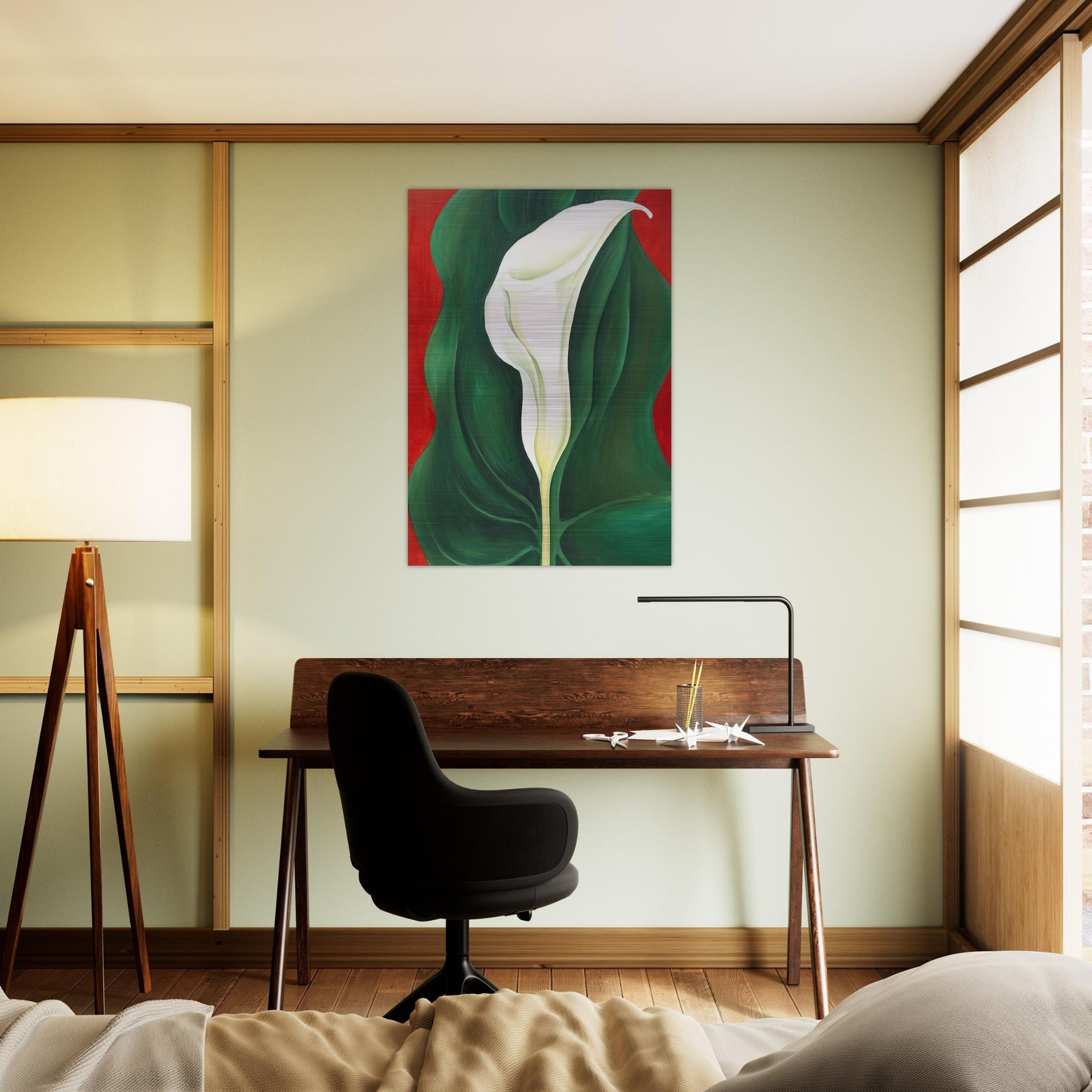 Single Calla Lily  Red  - Georgia O'Keeffe Brushed Aluminum Print - 70x100 cm / 28x40 inches | Georgia O'Keeffe Aluminum Print | Georgia O'Keeffe Prints