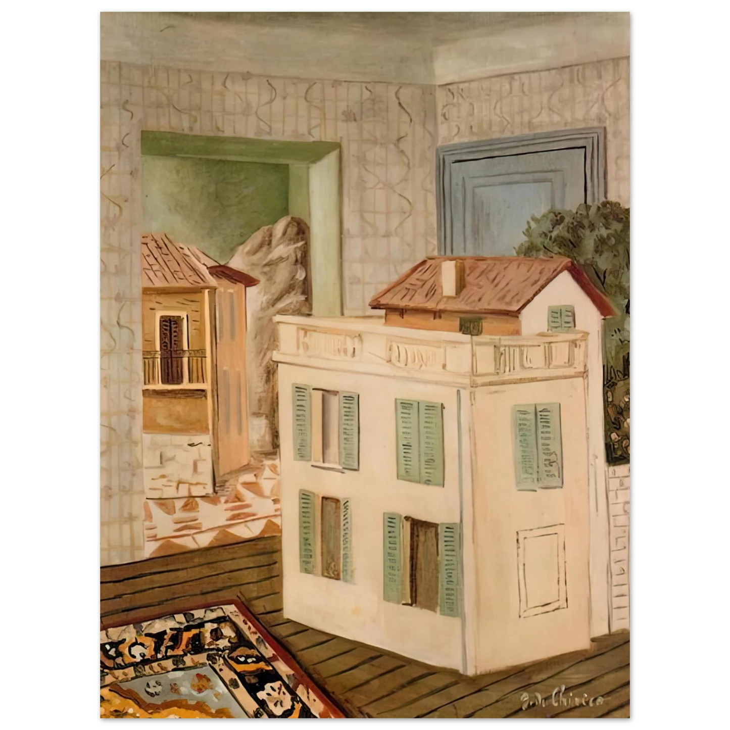 Giorgio de Chirico - THE HOUSE IN THE HOUSE  75x100 cm / 30x40inches Fine Art Poster