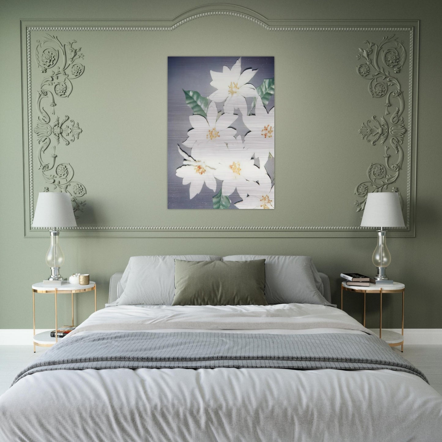 Christmas Poinsettias-White - Andy Warhol Brushed Aluminum Print - 70x100 cm / 28x40 inches | Andy Warhol Aluminum Print | Andy Warhol Prints