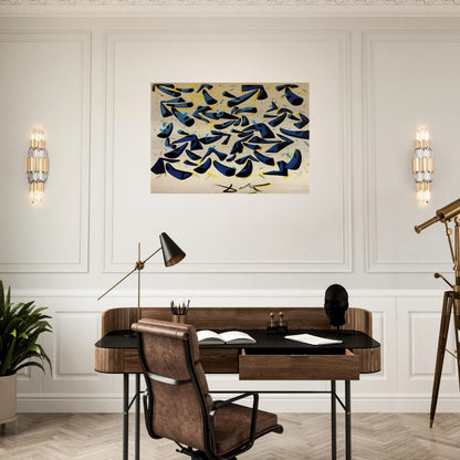 BLUE HORNS DESIGN FOR A SCARF - Salvador Dali Brushed Aluminum Print - 70x100 cm / 28x40 inches | Salvador Dali Aluminum Print | Salvador Dali Prints