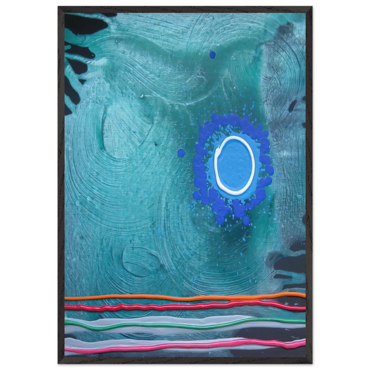 Blue Moon - 2006 - John Hoyland 70x100 cm / 28x40 inches Framed Art Print – Black Wooden Frame