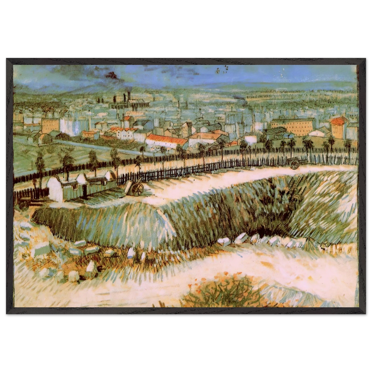 Outskirts of Paris near Montmartre - Vincent van Gogh 70x100 cm / 28x40 inches Framed Art Print – Black Wooden Frame