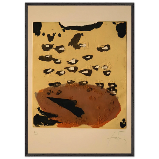 REPLIQUER II 1981 - Antoni Tapies 70x100 cm / 28x40 inches Framed Art Print – Black Wooden Frame