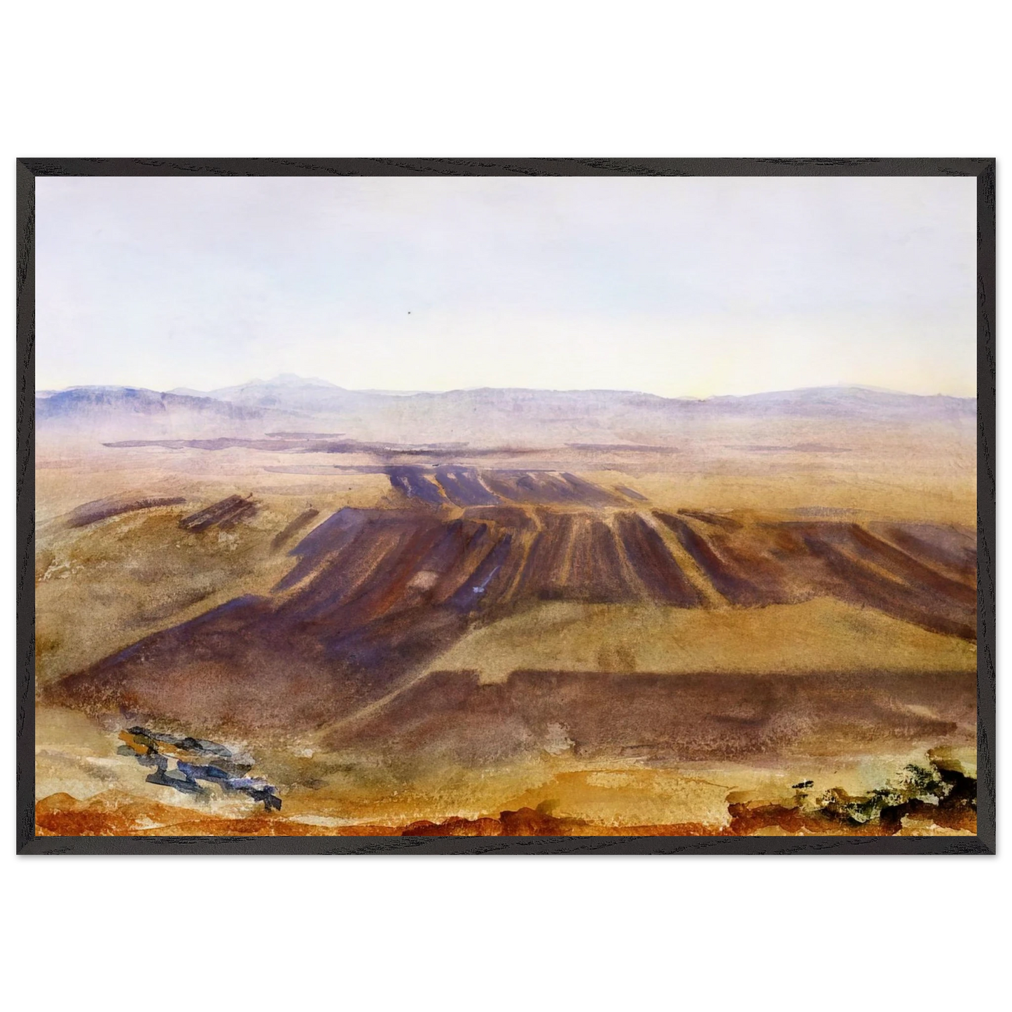 The Plains from Nazareth - John Singer Sargent 70x100 cm / 28x40 inches Framed Art Print – Black Wooden Frame