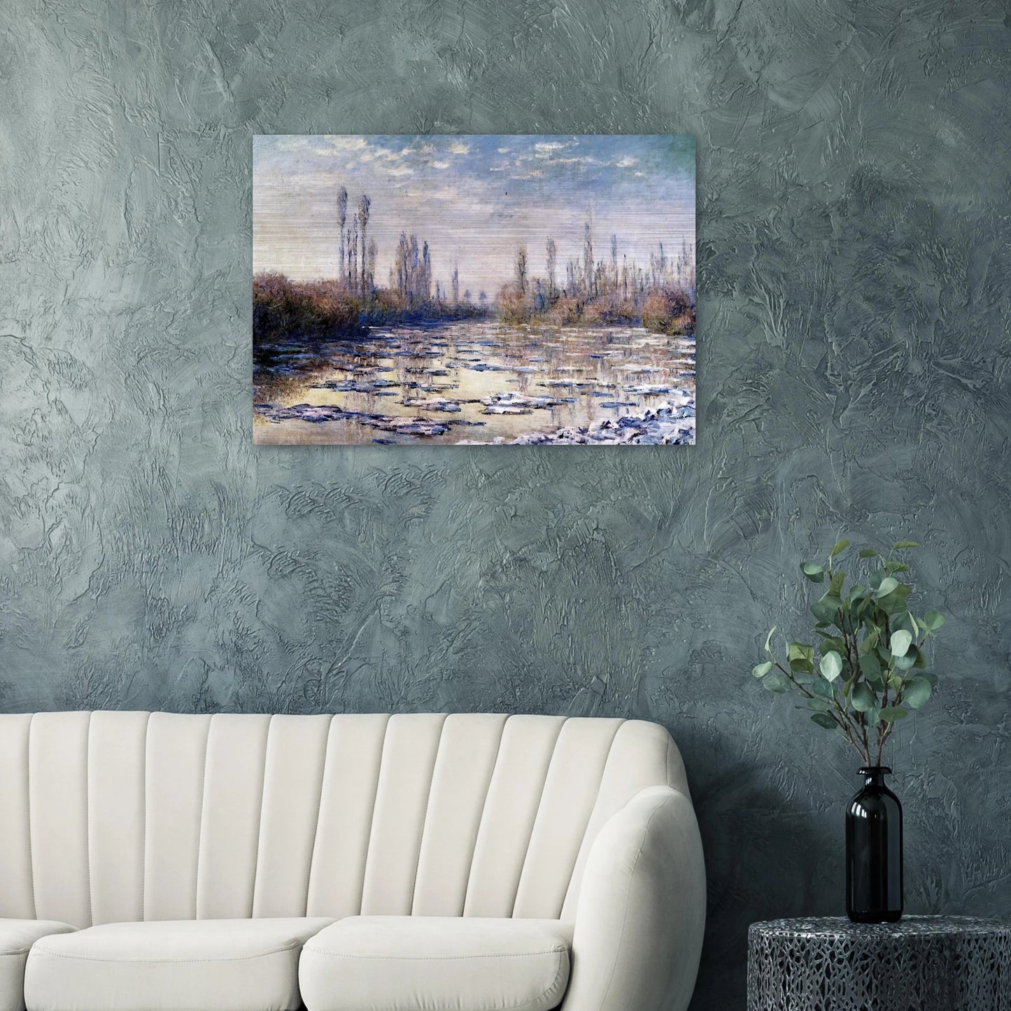 Floating Ice Near Vetheuil - claude monet Brushed Aluminum Print - 70x100 cm / 28x40 inches | claude monet Aluminum Print | claude monet Prints