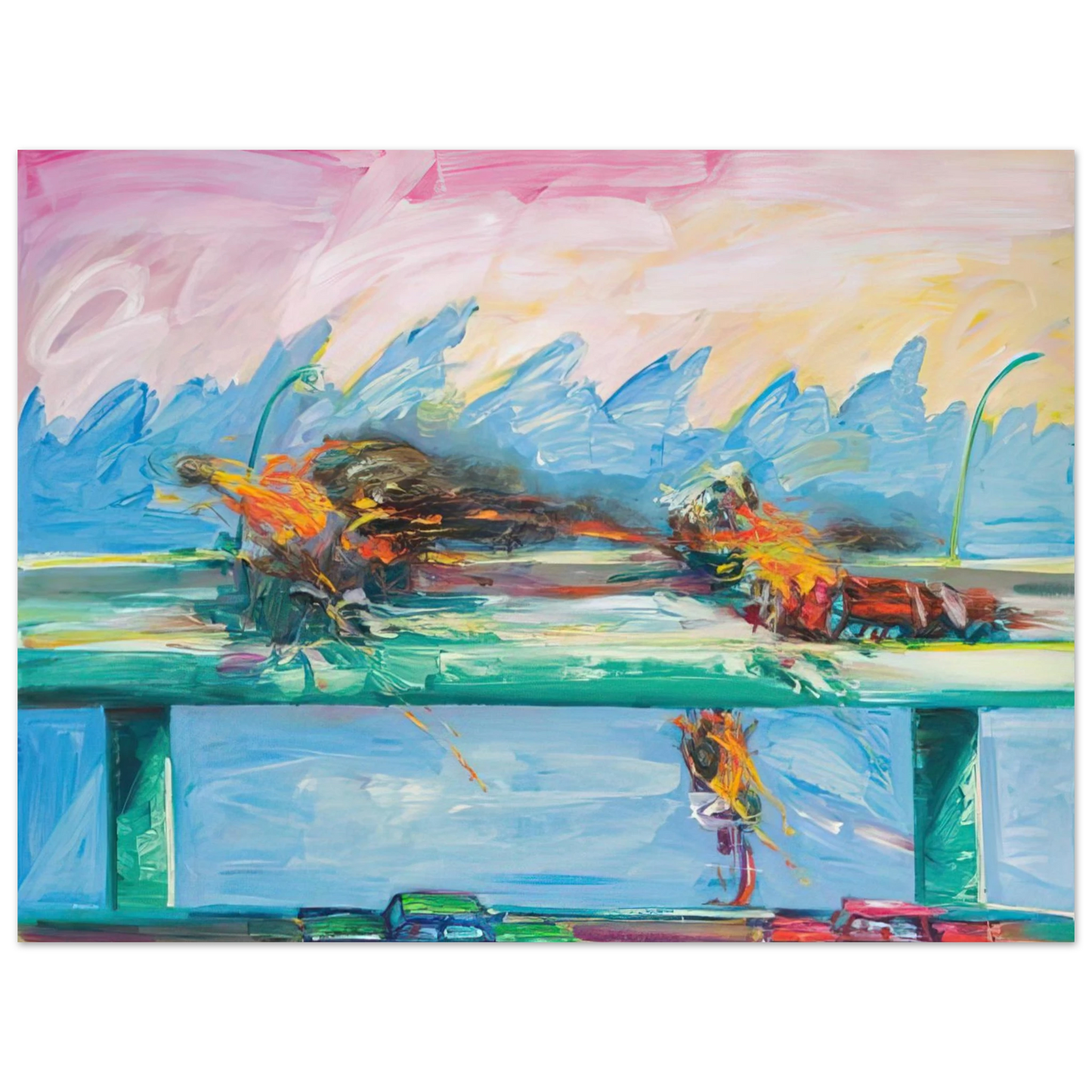 Carlos Almaraz - Crash in Phthalo Green - 1984  75x100 cm / 30x40inches Fine Art Poster