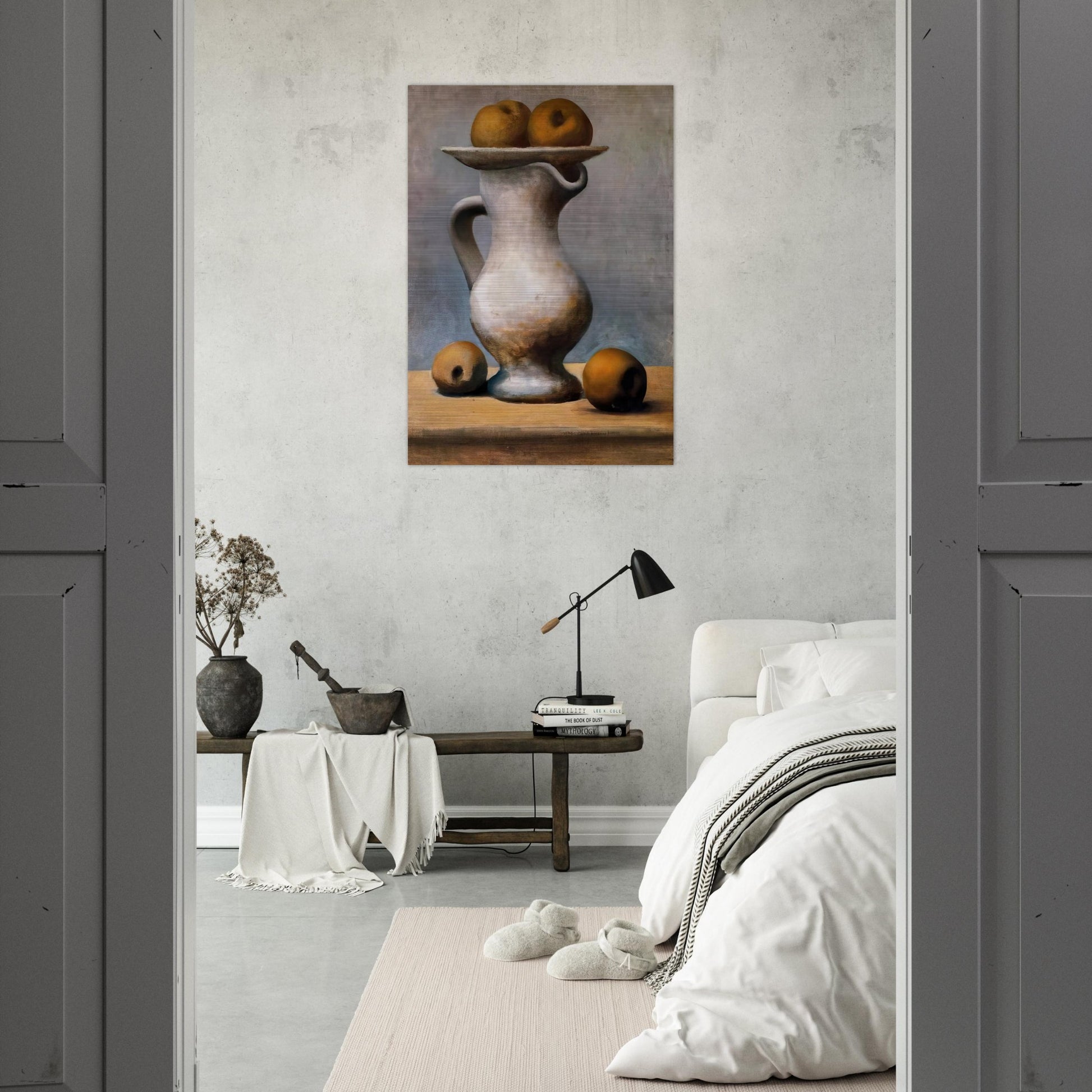 Still life with pitcher and apples - Pablo Picasso Brushed Aluminum Print - 70x100 cm / 28x40 inches | Pablo Picasso Aluminum Print | Pablo Picasso Prints