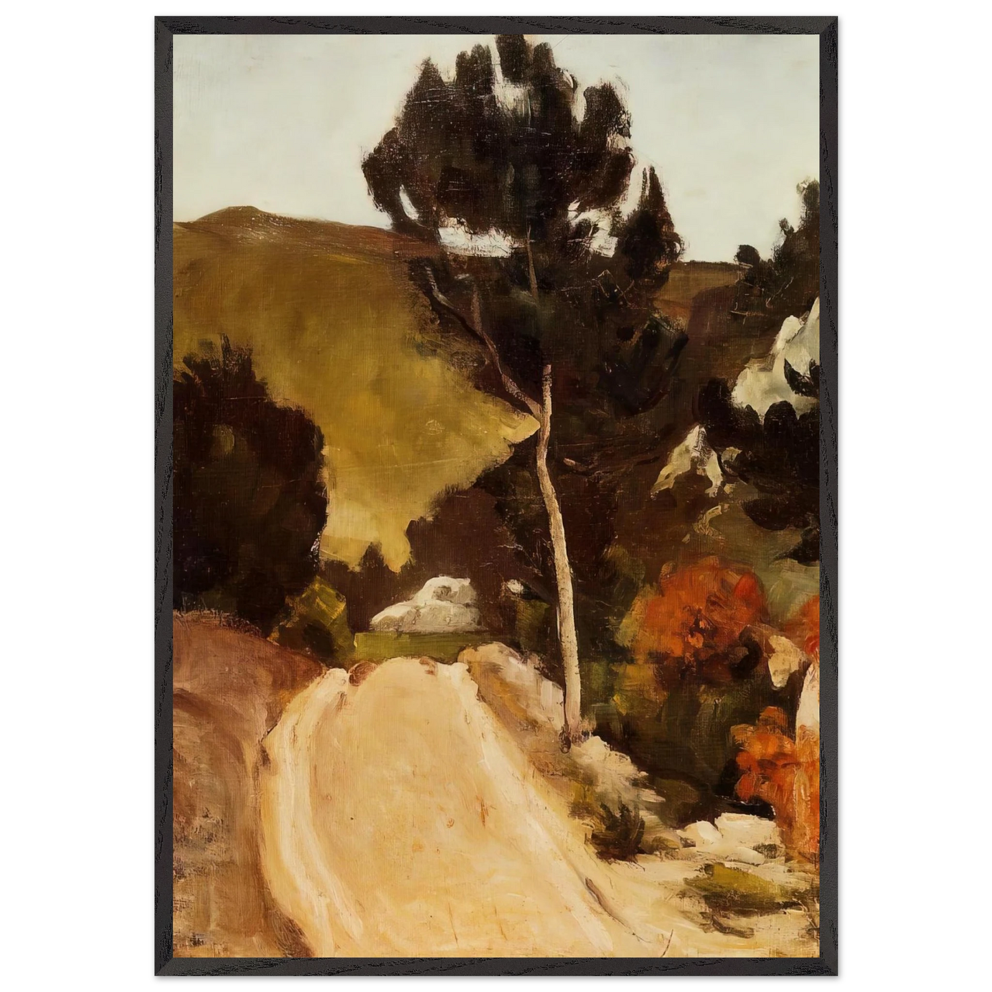 Road in Provence - Paul Cezanne 70x100 cm / 28x40 inches Framed Art Print – Black Wooden Frame