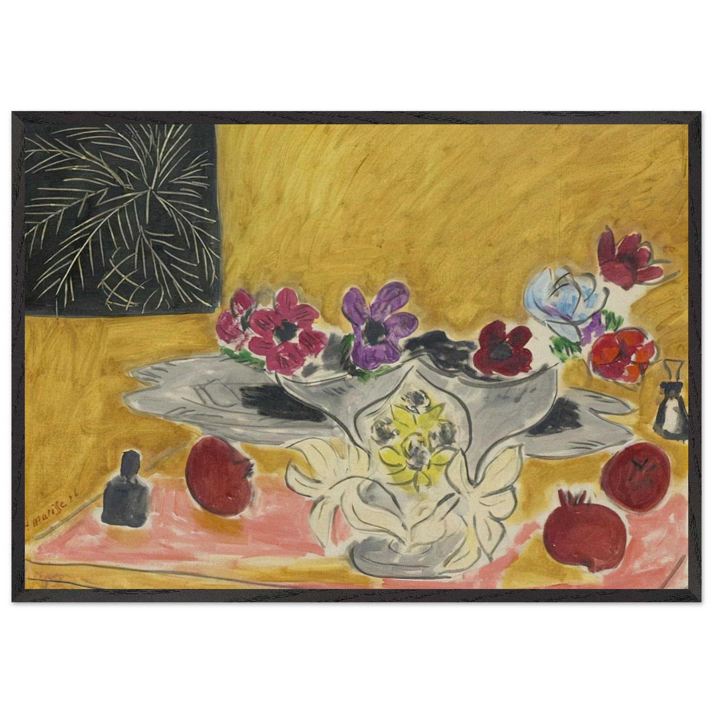 ANEMONES ET GRENADES 1946 - Henri Matisse 70x100 cm / 28x40 inches Framed Art Print – Black Wooden Frame
