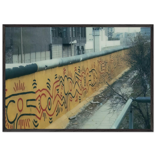 BERLIN MURAL 1986 N1 - Keith Haring 70x100 cm / 28x40 inches Framed Art Print – Black Wooden Frame