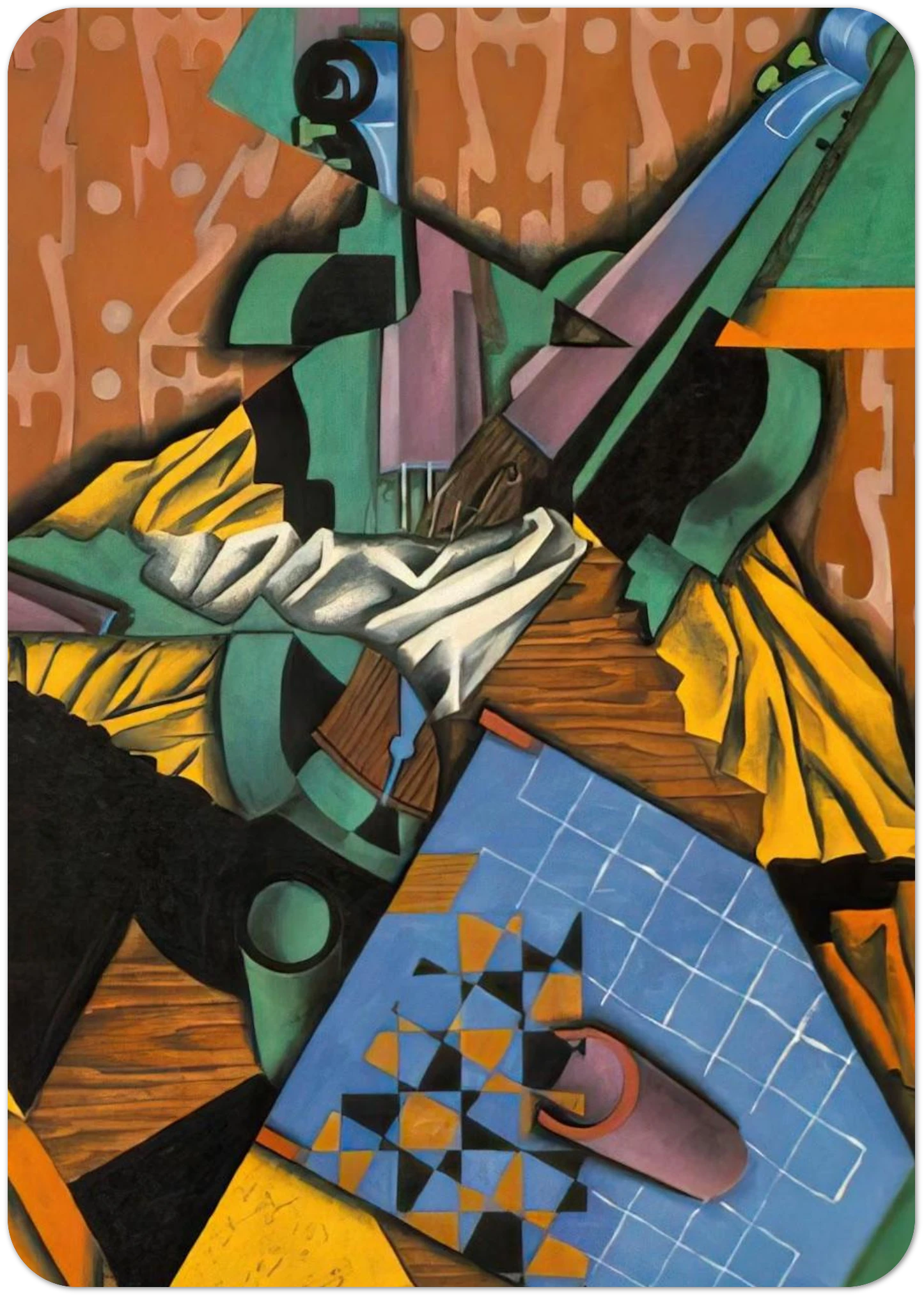 PHOTOGRAPH OF VIOLIN AND CHECKERBOARD 1913 By Juan Gris Pack of 10 Post Cards | Juan Gris Post Cards | A6 (10.5 x 14.8 cm) - 4.1 x 5.8 inches