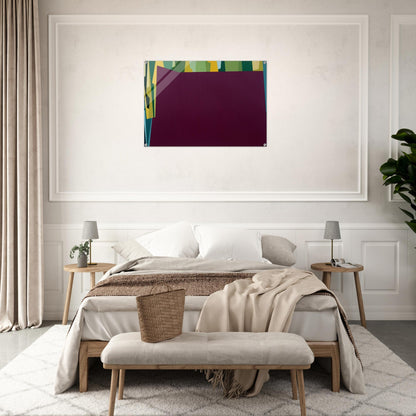 Interlocking Forms Big Magenta With Green - 1959 - Karl Benjamin Acrylic Print - 70x100 cm / 28x40″ inches