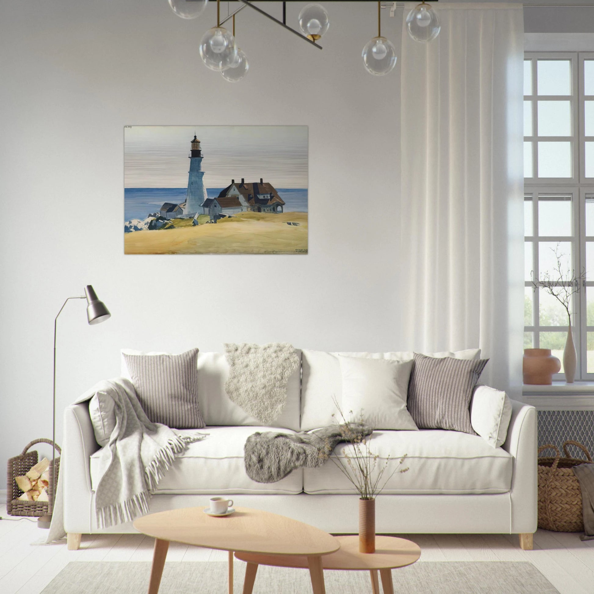Lighthouse and Buildings, Portland Head, Cape Elizabeth, Maine - Edward Hopper Brushed Aluminum Print - 70x100 cm / 28x40 inches | Edward Hopper Aluminum Print | Edward Hopper Prints