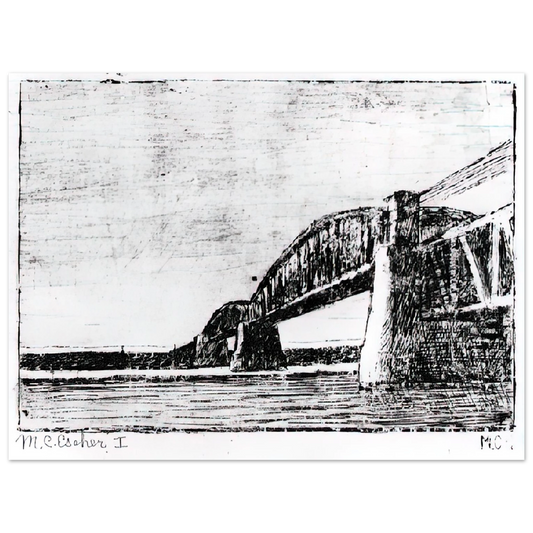 MC Escher - RAILWAY BRIDGE OOSTERBEEK Wall Art - 21x29.7 cm / 8x12" - Fine Art Poster-canvas - -