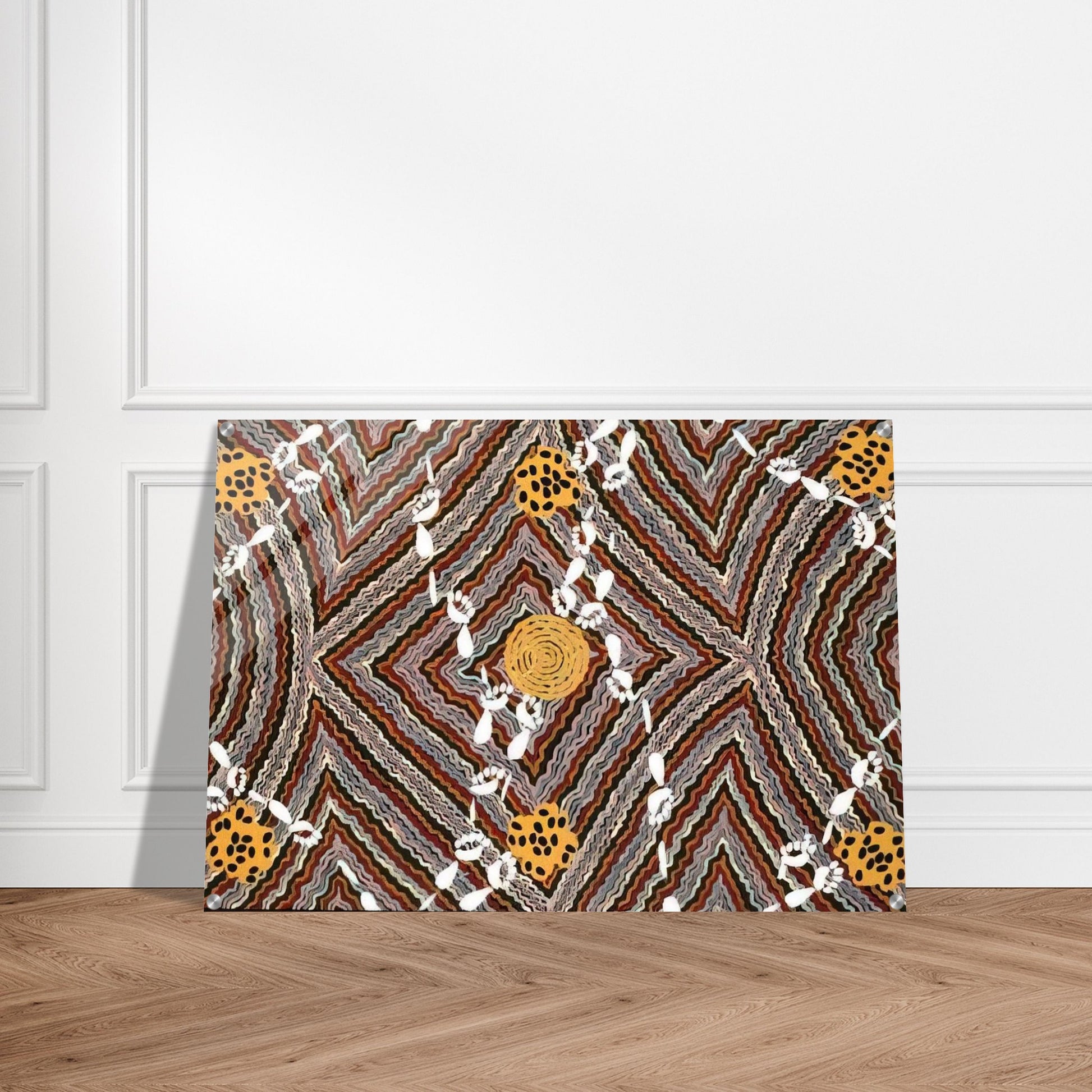 Salt Lake at Napperby - Native Art - Clifford Possum Tjapaltjarri Acrylic Print - 70x100 cm / 28x40″ inches