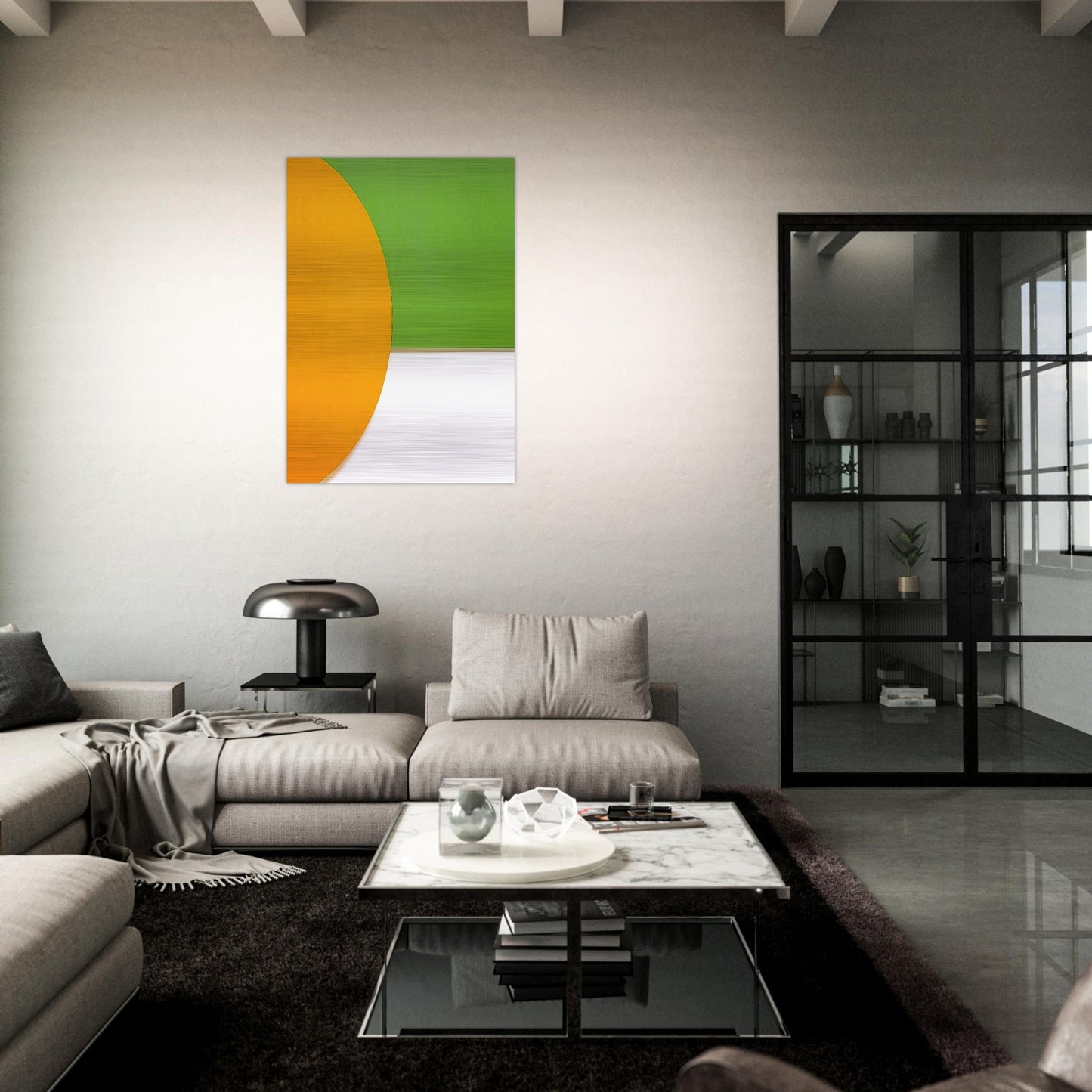 Orange Relief with Green - Ellsworth Kelly Brushed Aluminum Print - 70x100 cm / 28x40 inches | Ellsworth Kelly Aluminum Print | Ellsworth Kelly Prints