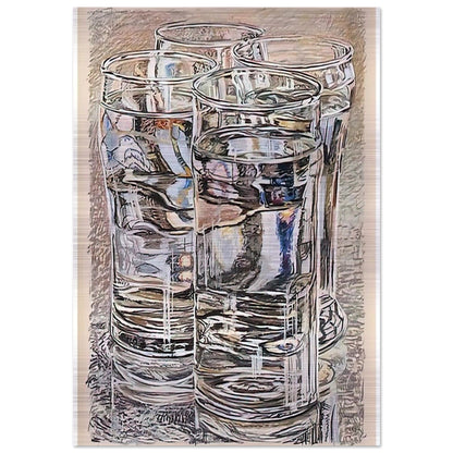 4 GLASSES 1974 - Janet Fish Brushed Aluminum Print - 70x100 cm / 28x40 inches | Janet Fish Aluminum Print | Janet Fish Prints