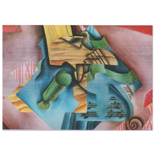 VIOLINE AND GLASS 1913 - Juan Gris Brushed Aluminum Print - 70x100 cm / 28x40 inches | Juan Gris Aluminum Print | Juan Gris Prints