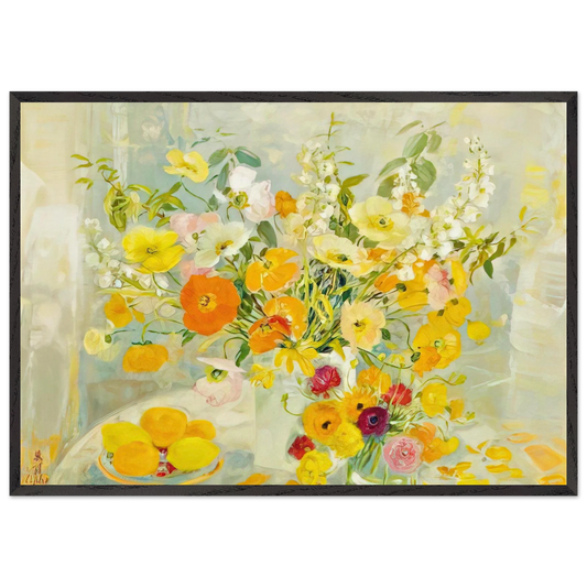 Flower Composition - Post-Impressionism - Le Pho 70x100 cm / 28x40 inches Framed Art Print – Black Wooden Frame