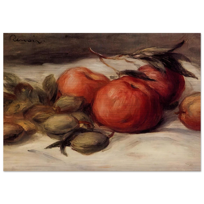 Still Life with Apples and Almonds - Pierre-Auguste Renoir Brushed Aluminum Print - 70x100 cm / 28x40 inches | Pierre-Auguste Renoir Aluminum Print | Pierre-Auguste Renoir Prints