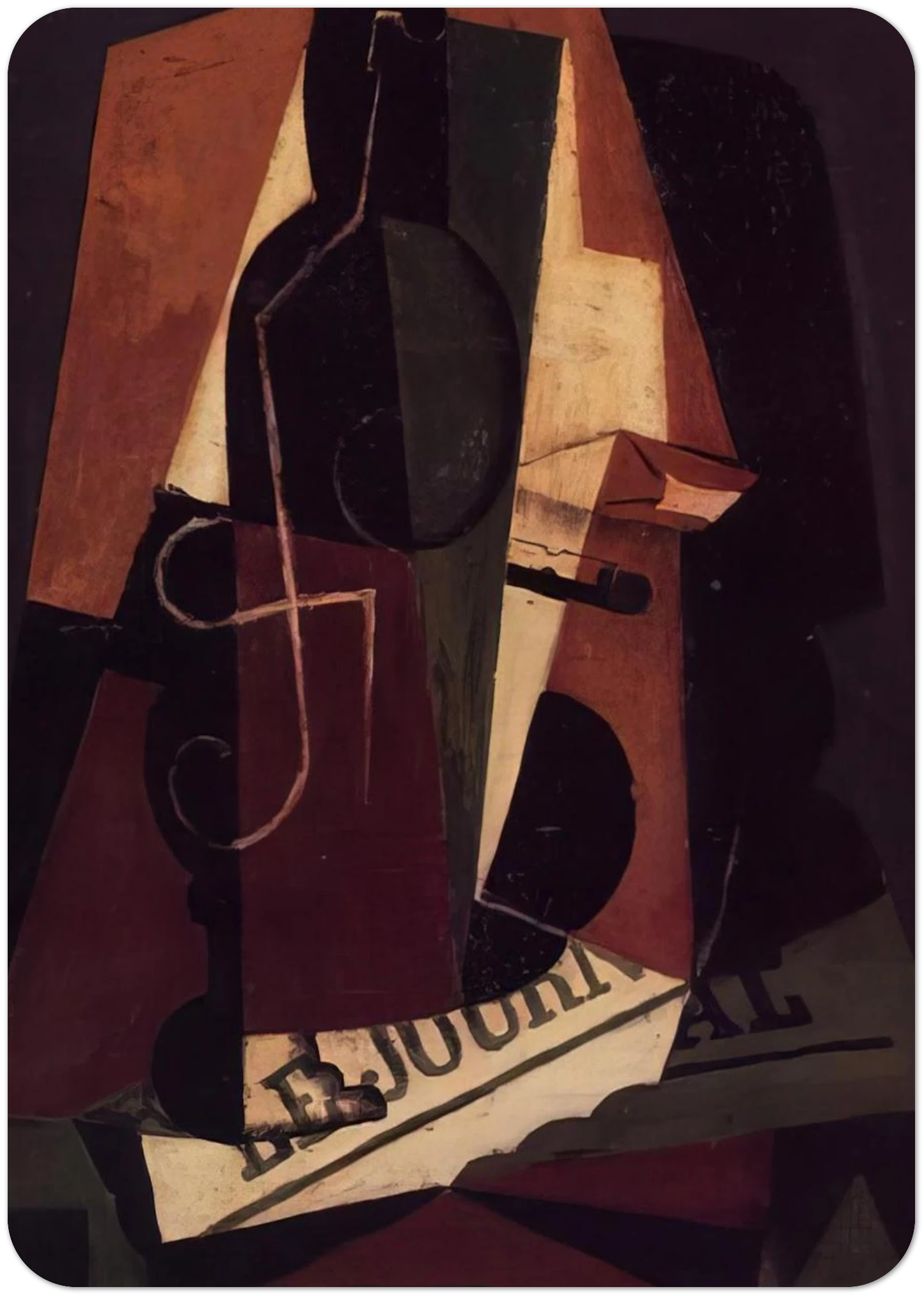 BOTTLE AND GLASS By Juan Gris Pack of 10 Post Cards | Juan Gris Post Cards | A6 (10.5 x 14.8 cm) - 4.1 x 5.8 inches