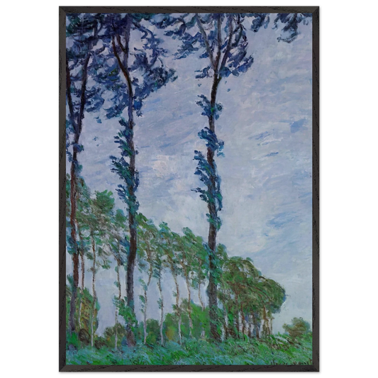Poplars Wind Effect - claude monet 70x100 cm / 28x40 inches Framed Art Print – Black Wooden Frame