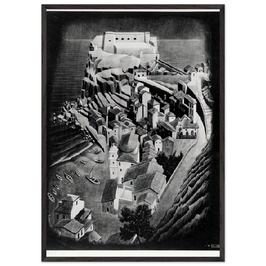 SCILLA CALABRIA JANUARY 1931 1931 - MC Escher 70x100 cm / 28x40 inches Framed Art Print – Black Wooden Frame | Maurits Cornelis Escher Prints
