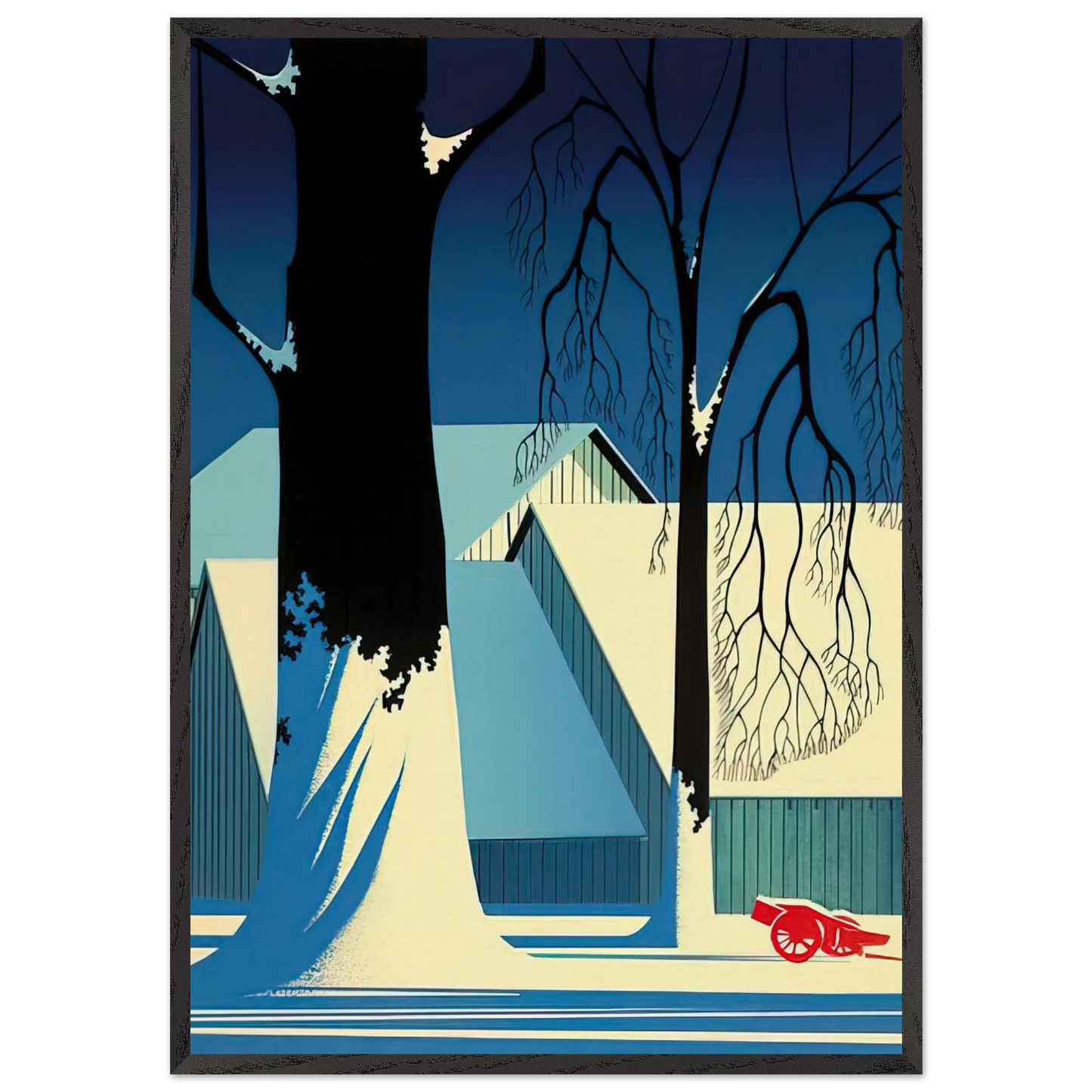 Turquoise - Eyvind Earle 70x100 cm / 28x40 inches Framed Art Print – Black Wooden Frame