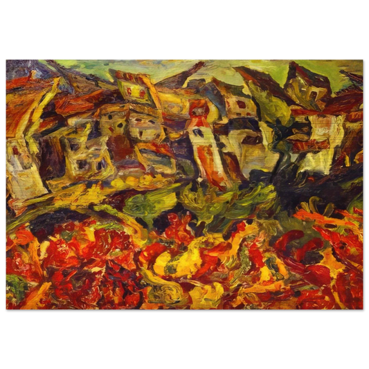 HOUSES WITH POINTED ROOFS - Chaim Soutine Brushed Aluminum Print - 70x100 cm / 28x40 inches | Chaim Soutine Aluminum Print | Chaim Soutine Prints