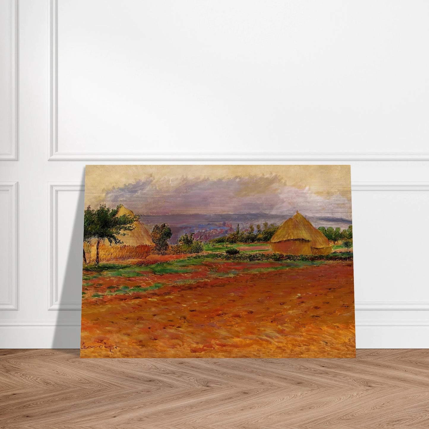 Field and Haystacks - Pierre-Auguste Renoir Brushed Aluminum Print - 70x100 cm / 28x40 inches | Pierre-Auguste Renoir Aluminum Print | Pierre-Auguste Renoir Prints