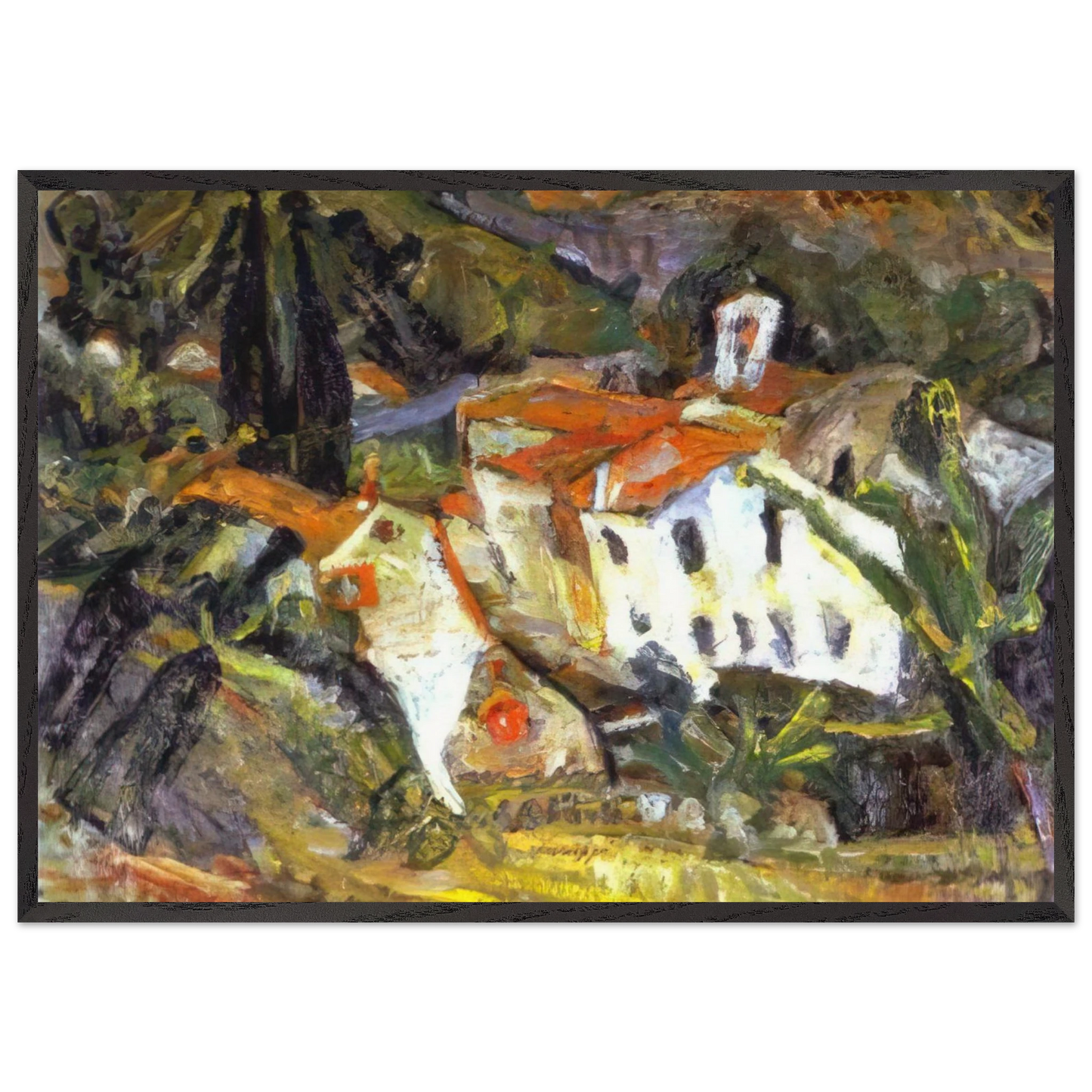 CERET LANSCAPE - Chaim Soutine 70x100 cm / 28x40 inches Framed Art Print – Black Wooden Frame