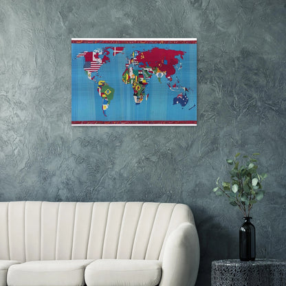 MAPPA DEL MONDO 1988 - Alighiero Boetti Brushed Aluminum Print - 70x100 cm / 28x40 inches | Alighiero Boetti Aluminum Print | Alighiero Boetti Prints