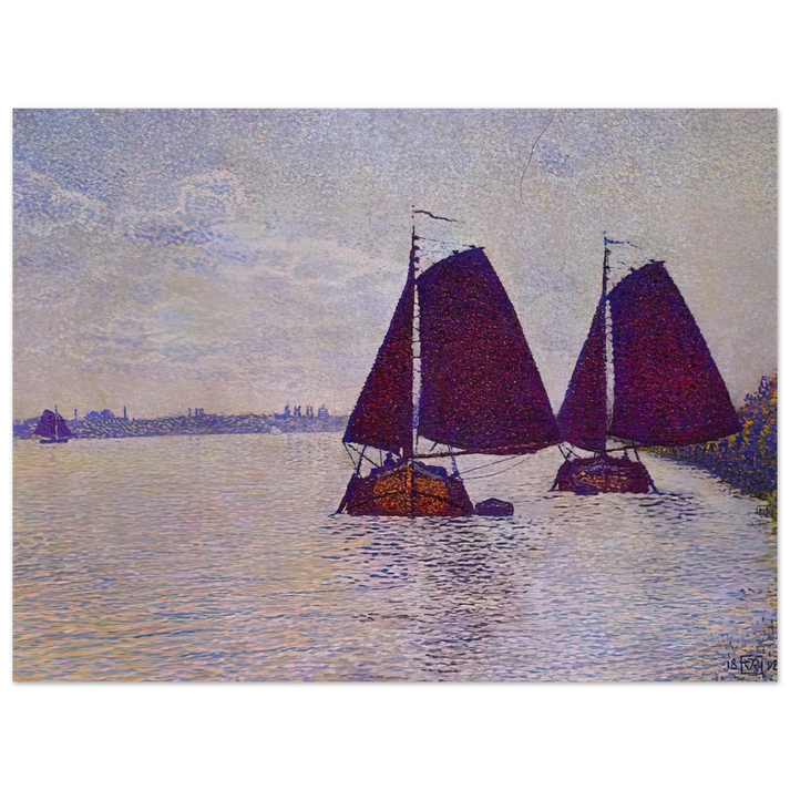 Theo van Rysselberghe - BARGES ON THE RIVER SCHELDT 1892  75x100 cm / 30x40inches Fine Art Poster