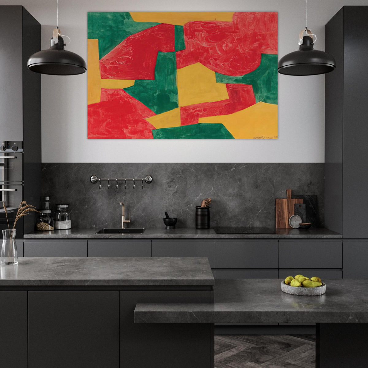 Composition verte, rouge et jaune - 1964 - Serge Poliakoff Art Prints - 100x150 cm / 40x60″ inches | Serge Poliakoff Poster | Serge Poliakoff Prints