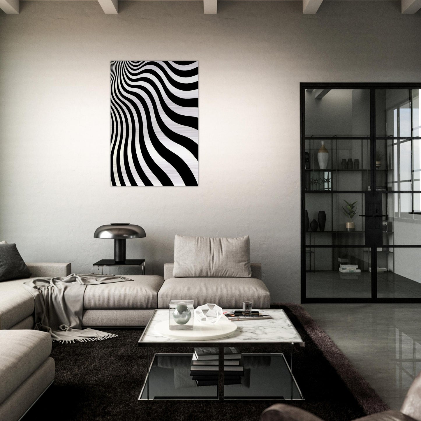 INTAKE 1964 - Bridget Riley Brushed Aluminum Print - 70x100 cm / 28x40 inches | Bridget Riley Aluminum Print | Bridget Riley Prints