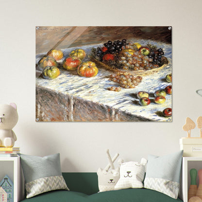 Still Life with Apples And Grapes - claude monet Acrylic Print - 70x100 cm / 28x40″ inches