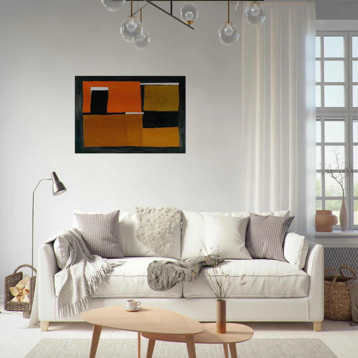 Orange, Black and White Composition - 1953 - William Scott Brushed Aluminum Print - 70x100 cm / 28x40 inches | William Scott Aluminum Print | William Scott Prints
