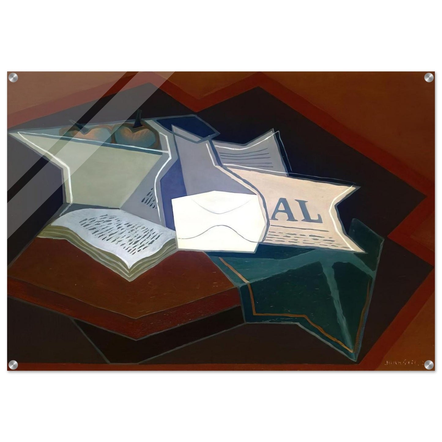 COMPOTIER CARAFE AND OPEN BOOK - Juan Gris Acrylic Print - 70x100 cm / 28x40″ inches